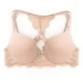 Front closure push up bra lace racerback nude comfortable seamless daily undergarment - 70B / Nude