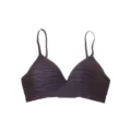 Deep V zebra stripe fixed cup bra, soft and comfortable for daily wear without binding. - 70B / Tops / Dark Gray