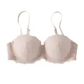Comfortable push-up lace bra, soft breathable seamless daily wear padded bra for women. - 70B / Tops / Apricot