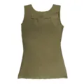 Olive green square neck sleeveless tank top, comfortable stretchy base layer for women daily wear. - Green