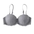 Grey lace push-up bra for women, comfortable daily wear underwear with adjustable straps. - Gray