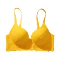 Women Yellow Lace Push Up Bra Underwire Padded Comfortable Sexy Everyday Lingerie - Yellow