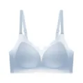 Light blue seamless wireless push up bra with adjustable straps for daily comfort wear. - M / Aqua Blue