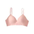 Soutien-gorge sans armatures rose à motif zébré, col V profond et bretelles fines et doux. - Rose