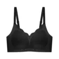 Black seamless push-up bra, comfortable wireless underwear with adjustable wide straps for support. - M / Black