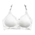 White seamless wireless push-up bra with scalloped edge and adjustable straps for daily comfort. - S / White