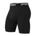Men black breathable boxer briefs stretch athletic trunks with sport elastic waistband - S / Black