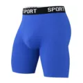 Men's breathable athletic boxer briefs solid blue compression shorts with elastic sport waistband - S / Blue