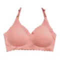 Sujetador sin aros rosa con bordes festoneados, diseño sin costuras y gran comodidad. - Rosa