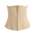 Beige waist trainer corset with front zipper closure for daily tummy shaping and support. - XS / Nude