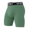 Green men's breathable boxer briefs with elastic waistband, comfortable fit style. - S / Green