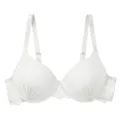 White push-up lace bra with pleated cups and floral lace wings, comfortable everyday wear. - 70B / White
