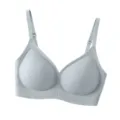 Seamless ribbed wireless bra in light blue, soft support and adjustable straps for daily wear. - M / Smoke Gray Blue