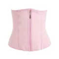 Pink waist trainer corset with front zipper, breathable shaping belt designed for daily wear. - XS / Pink