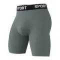 Men's breathable boxer briefs in gray color, comfortable elastic stretch sport underwear. - Dark Gray