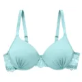 Light blue push-up lace bra with gathered cups and elegant side lace trim, sexy and comfortable. - 70B / Nude