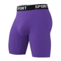 Men's breathable purple compression athletic boxer briefs with stretchy waistband - Purple