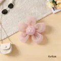 Handmade pink sequin mesh five-petal flower detail view, craft accessory, delicate texture. - Mesh Five-Petal Flower (Pale Green)