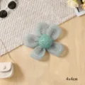 Handmade mesh sequin five-petal flower hair accessory material, turquoise sparkling center. - Mesh Five-Petal Flower (Fruit Green)