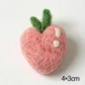 Handmade wool felt strawberry charm DIY cute heart shaped accessory for brooch or hair clip. - Peach