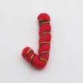 Red wool felt candy cane Christmas tree decoration DIY hair accessory craft material pendant. - Candy Cane / Bright Silk Red