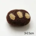 Brown oval wool felt craft accessory with yellow spots DIY material for brooch 3x2.5cm - Baguette