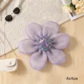 Handmade Purple Mesh Sequin Five Petal Flower Accessory DIY Clothing Hair Craft Material 4x4cm - Purple Chiffon Five-Petal Flowers