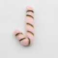 Pink wool felt candy cane Christmas tree hanging decoration DIY hair accessory craft supply. - Candy Cane / Bright Silk Pink