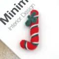 Felt Christmas candy cane shaped DIY hair accessory and tree decoration, red green. - Bow Cane / Red