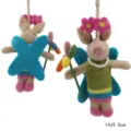 Handmade felt pig hanging ornament cute fairy animal plush bag charm home decoration - Piggy Bee