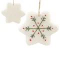 Navidad fieltro de lana copo de nieve adornos colgantes set, mini estrella blanco. - Copo de nieve (blanco)