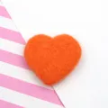 Orange felt heart craft DIY accessory, cute fabric heart patch for hair clips and clothing. - Orange
