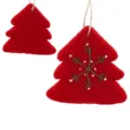 Set de adornos colgantes de árbol de Navidad de fieltro rojo, mini decoración festiva. - Árbol de Navidad (rojo)