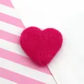 Wool felt heart shaped DIY patch flat cute love accessory for hair clips and clothing decor. - Rose Red