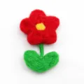 Red wool felt flower DIY clothing accessory, cute handmade daisy apparel decoration item for kids craft. - Red