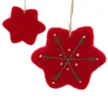 Adornos navideños colgantes de fieltro rojo, mini decoraciones para árbol y fiestas. - Copo de nieve (rojo)