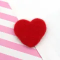Red wool felt heart patch DIY accessories, handmade craft material for clothing hair clips. - Red