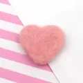 Pink wool felt heart shape patch DIY craft accessory for hair clips and clothing decoration. - Pink