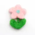 Cute wool felt flower DIY clothing accessory, small pink daisy charm for children crafts. - Pink