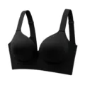 Black seamless push-up bra with wide straps, comfortable daily wear and supportive fit. - M / Black