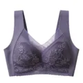 Elegant purple wireless lace bra with breathable design, comfortable and skin-friendly fit. - Iron Gray