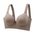 Seamless push-up bra in neutral taupe, comfortable wide straps, stylish everyday lingerie. - M / Coffee