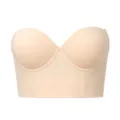 Sujetador largo sin tirantes nude, parte superior sólida antideslizante para pechos grandes. - S / Tops / Color Piel