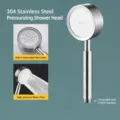 Stainless steel pressurized shower head detail showing 304 material and multi-hole spray face. - 304 Stainless Steel Shower Head