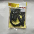Close-up of black plastic bidet sprayer hose and holder set for bathroom toilet cleaning. - Type B Spray Gun with Hose & Bracket (Color Bag) - Black