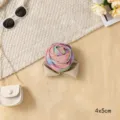 Rainbow mesh rose flower fabric hair accessory wrist flower brooch 4x5cm for women apparel. - Rose Pattern in Purple