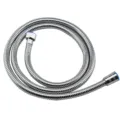Stainless steel shower hose detail, flexible metal tube with connector ends, durable plumbing. - 1.5m Silver Reinforced Hose