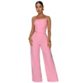 Rosa zweiteiliges Damen-Outfit mit Plissee-Camisole und einer eleganten weiten Hose. - S / Oberteil und Hose / Rosa