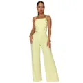 Damen Sommer Zweiteiler Set gelbes Trägerset weite Hose elegante lässige Mode Outfit. - S / Oberteil und Hose / Gelb