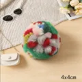 Multicolor plush cat toy pom pom ball, 4x4cm wool craft ball for pet play and festive decoration. - S / Dark Green
